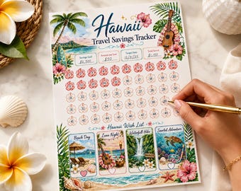 Hawaii Travel Savings Tracker Printable, Vacation Fund, Savings Challenge, Budget Binder PDF