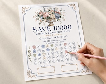 Save 10000 Challenge Printable, Money Savings Tracker, Cash Stuffing Budget Binder PDF, A4 US Letter A5 Half Letter