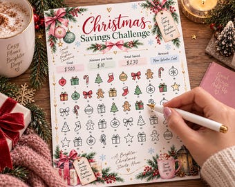 Christmas Savings Challenge Printable, Holiday Savings Tracker, Money Saving Challenge, Planner Insert