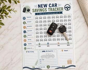 Car Savings Tracker Printable, Money Savings Challenge, Budget Planner Insert, Digital Download