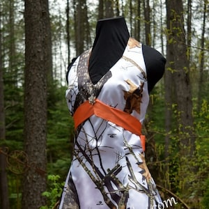 Hi-Low satin Camo Wedding or Bridesmaid dress &#39;Maci&#39; --halter or strapless