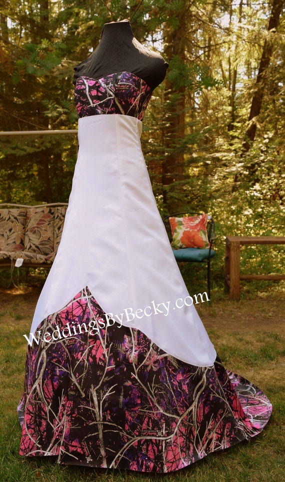 purple and camo wedding dress