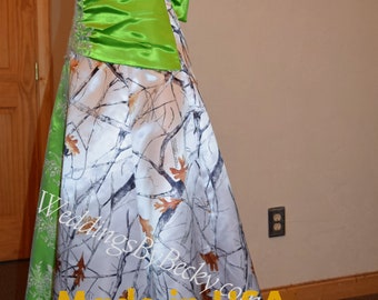 Lime green camo wedding dresses hotsell