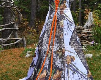 Wrap waist full camo Wedding dress 'Maggie' Made ONLY in the USA
