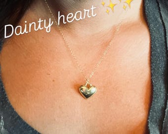 Handcrafted Versatile 14k Gold Filled Heart Pendant Necklace - Princess Length 16" or 18" Inch