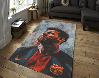 Messi Rug, Messi, Lionel Messi Rug, Football Rug, Barcelona Fan Gift, Teen Room Rug, Game Room Rug, The Goat Rug, Gift For Him, Soccer Rug