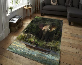 Elefantenteppich, Teppich mit Elefant & Maus, Lustiger Wildtierfotografie-Druck, Lustiger Safari-Szenenteppich, Elefant-Dschungelteppich, Tierteppich, Bereichsteppich