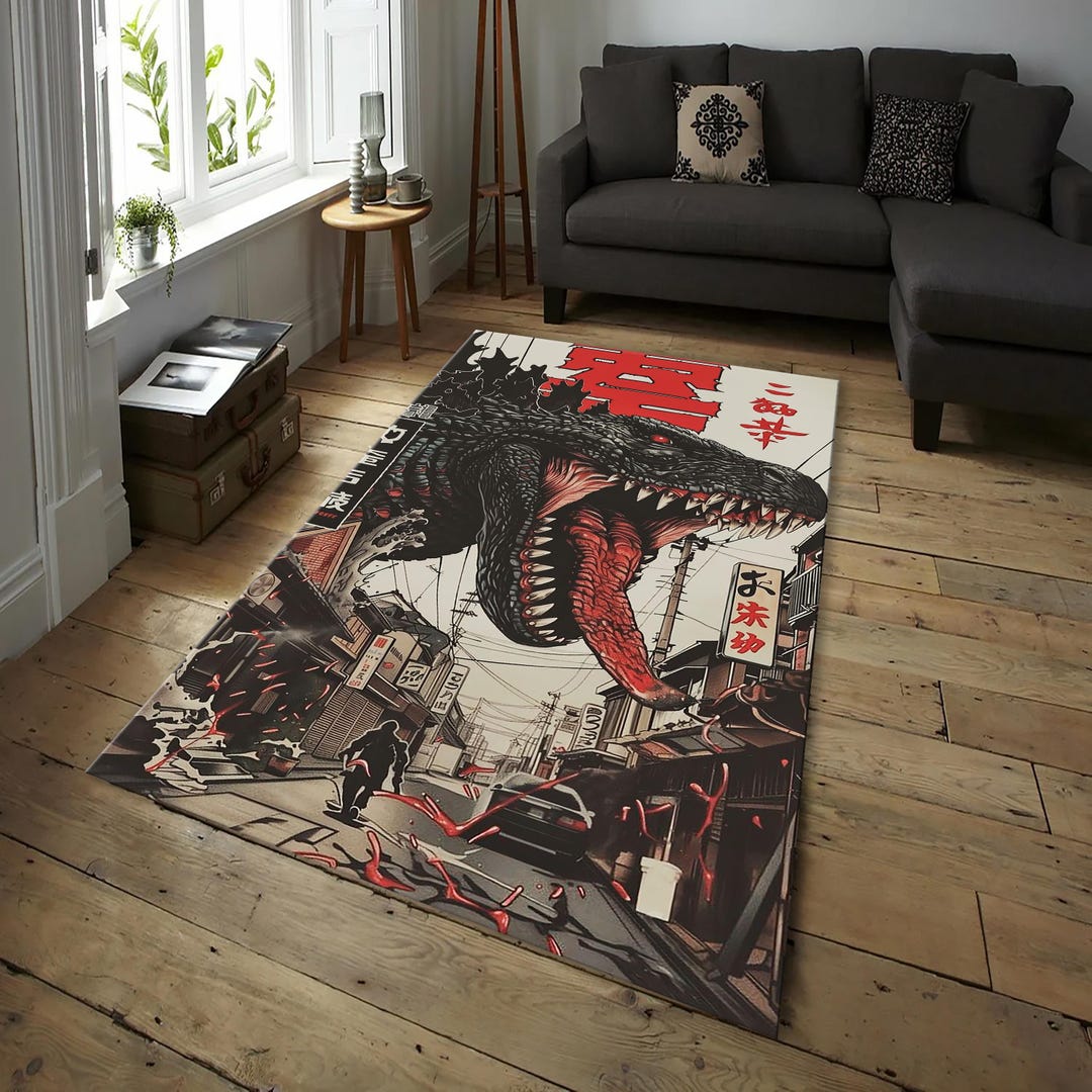 Godzilla Rug – Godzilla Legends Rug, Hokusai Inspired Doormat, Game ...