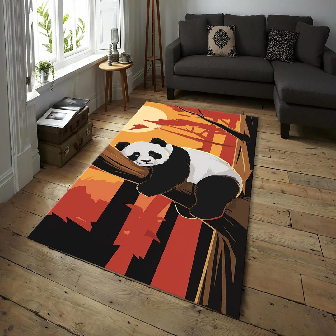 Sleeping Panda Rug, Cute Animal Rug, Kids Room Carpet, Nursery Area Rug ...