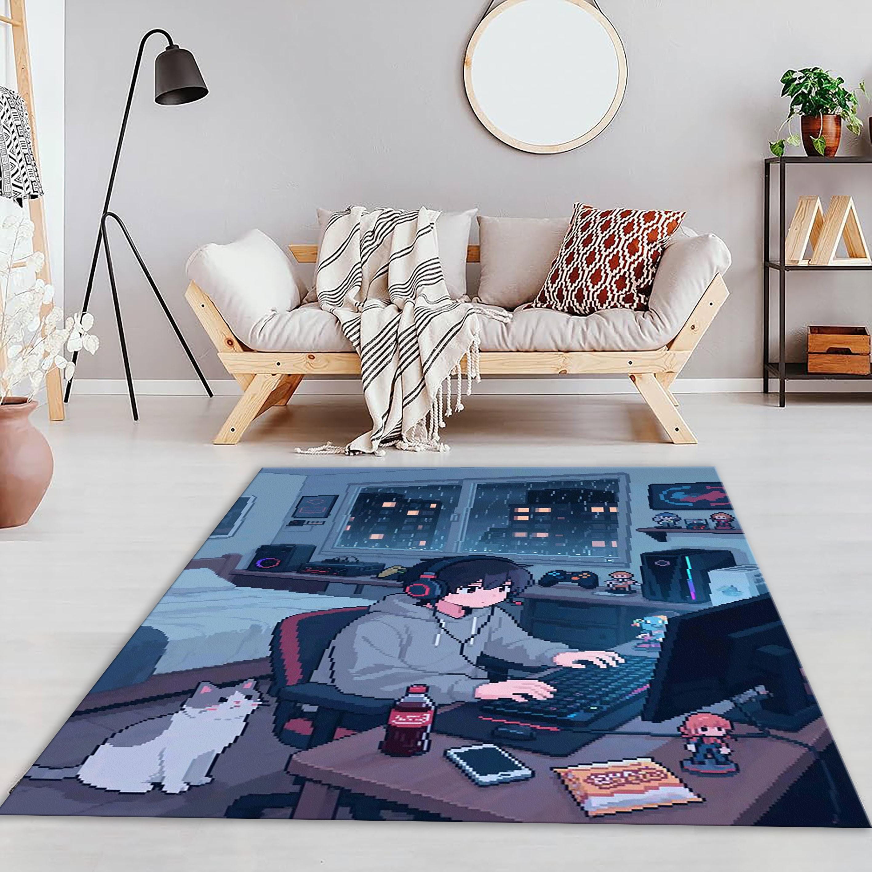 Noce Pixel Rug Pixel Art Rug, Gaming Room Rug, Anime Gamer Rug, Otaku Gaming Rug ...