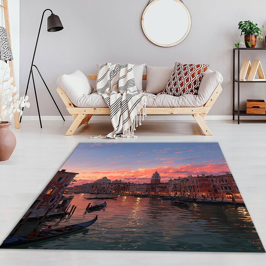 Venice Gondola Rug,italy Rug,venice Sunset Area Rug,grand Canal Rug ...