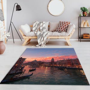 Venice Gondola Rug,Italy Rug,Venice Sunset Area Rug,Grand Canal Rug,Venice Landscape Rug,Italy View Decor Rug,Old Venice Rug,19 Various Size