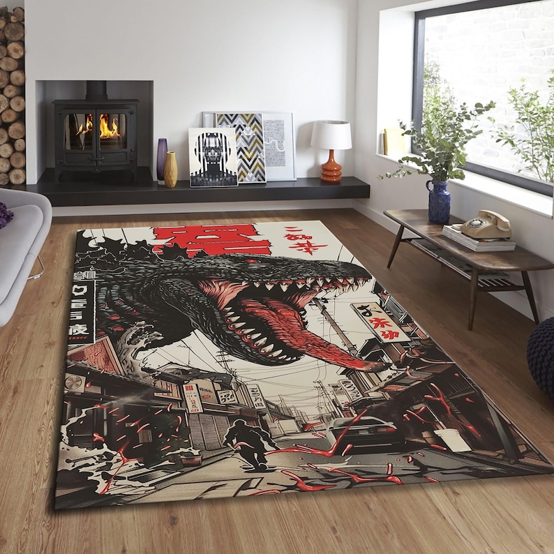 Godzilla Rug – Godzilla Legends Rug, Hokusai Inspired Doormat, Game ...