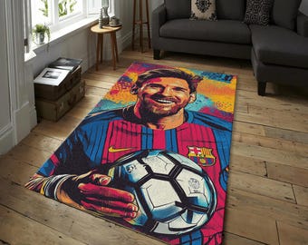 Messi Rug, Messi, Lionel Messi Rug, Football Rug, Barcelona Fan Gift, Teen Room Rug, Game Room Rug, The Goat Rug, Gift For Him, Soccer Rug