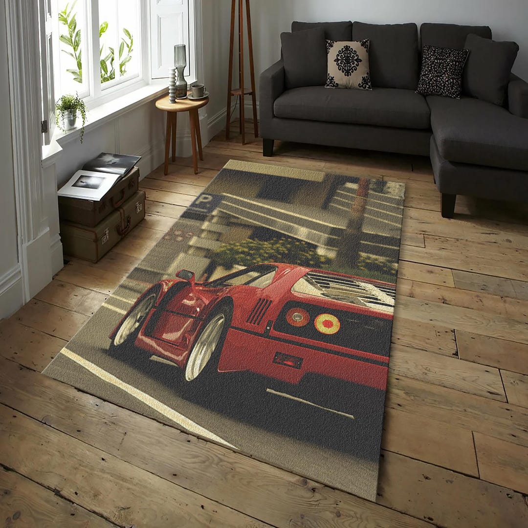 Ferrari F40 Rug, Luxury Car Rug, Sports Car Rug, Ferrari Rug, Sports ...