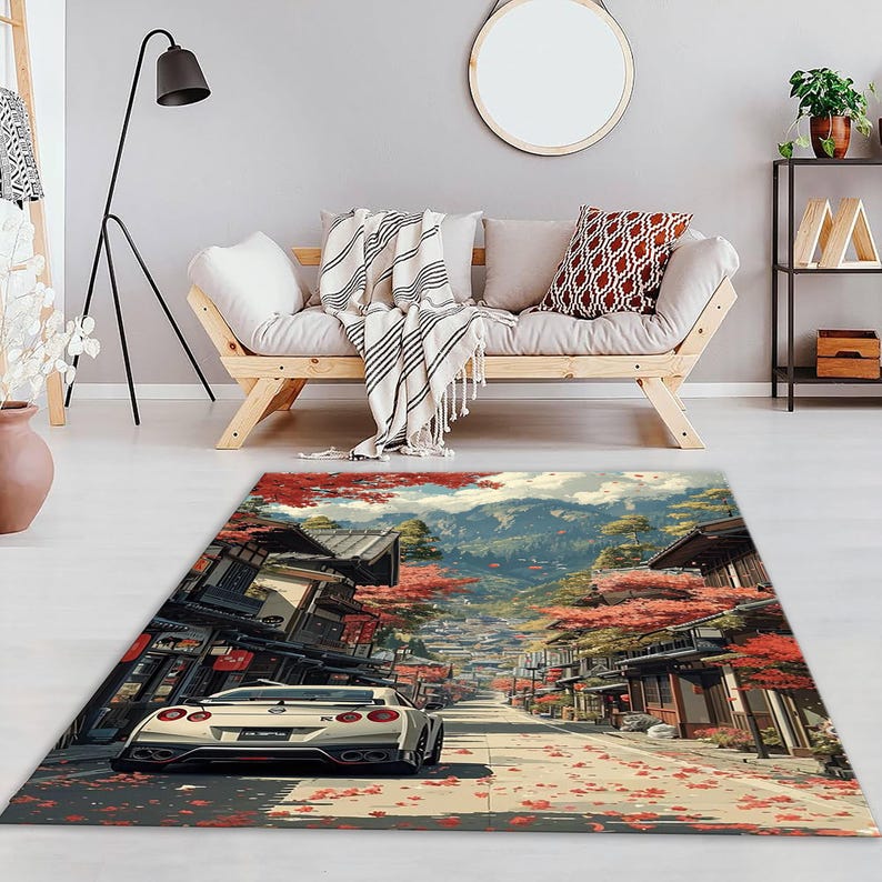 R35 Rug Nissan GT-R R35 JDM Art Rug –japanese Mountain Road Scene Carpet ...