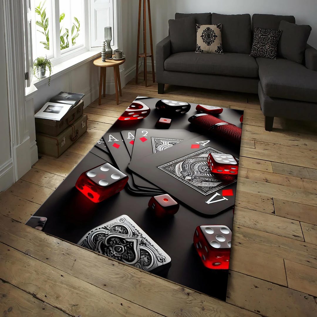 Ace of Spades Rug: Poker Card Print, Casino Style Floor Mat, Gamer Room ...