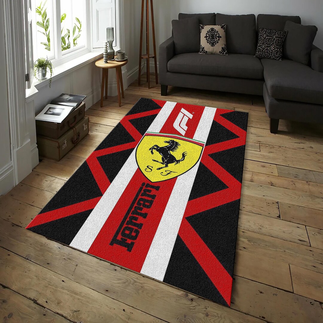 Ferrari Rug, Car Logo Rug, Luxury Car Rug, Formula1 Rug, Ferrari Theme ...