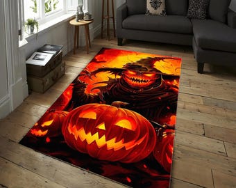 Halloween Kürbis Hexenteppich - Gruseliger Jack O Lantern Teppich, Gruseliges Spukhaus Dekor, Gothic Horror Bodenmatte Weihnachtsgeschenk, Wohnzimmerteppich