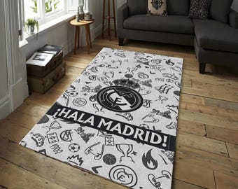 Real Madrid Rug, Real Madrid Logo Rug: Personalized Sports Fan Decor, Football Team Rug, Soccer Rug, Champions Rug, Gift For Him,Hala Madrid