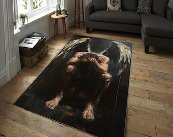 Gefallener Engel Teppich - Dark Fantasy Gothic Art Style Teppich, melancholische Engelsflügel Malerei inspiriert Dekor für Wohnzimmer oder Schlafzimmer