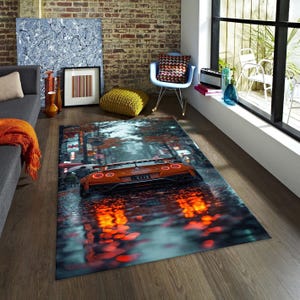 Alfombra Nissan R35, alfombra con estampado de coche deportivo, regalo para amantes de los coches, decoración de habitación de hombre, Nissan GTR, alfombra JDM Car Tuners, alfombra para sala de juegos.
