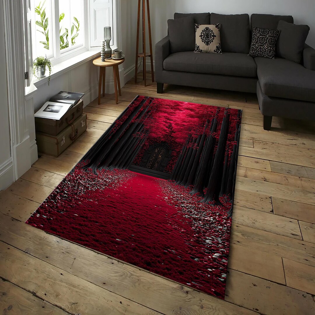Forest Pathway Rug Path Rug, Forest View Rug, Trees Rugs, Garden Rug, Garden Pathway ...