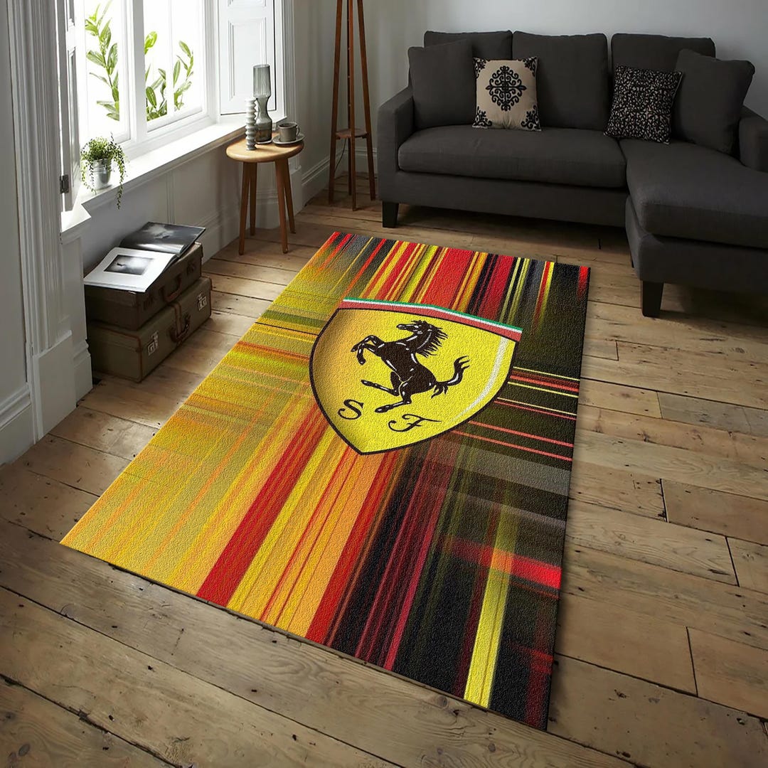 Unique Car Rug Ferrari Rug, Car Logo Rug, Luxury Car Rug, Formula1 Rug, Ferrari Theme ...