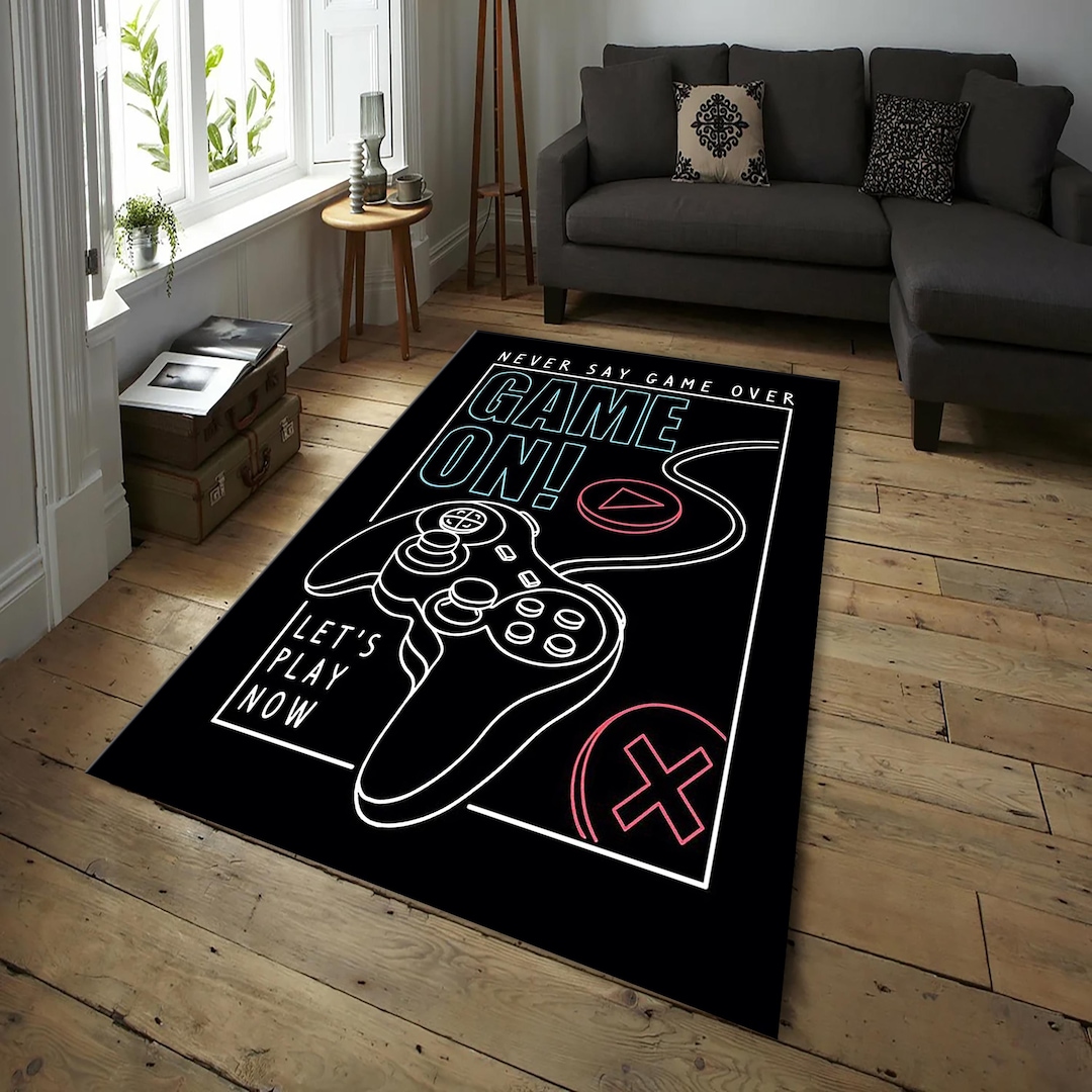 Retro Controller Rug Game Zone Rug, Game Controller Rug – PS Controller Rug for Gamer Room ...