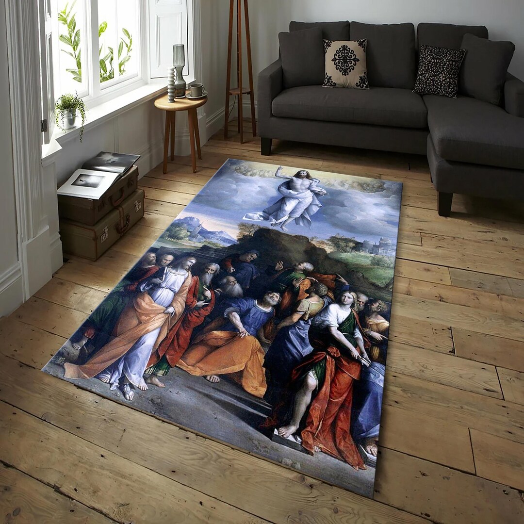 Resurrection of Jesus Rug, Textured Art Rug, Religious Spiritual Carpet ...