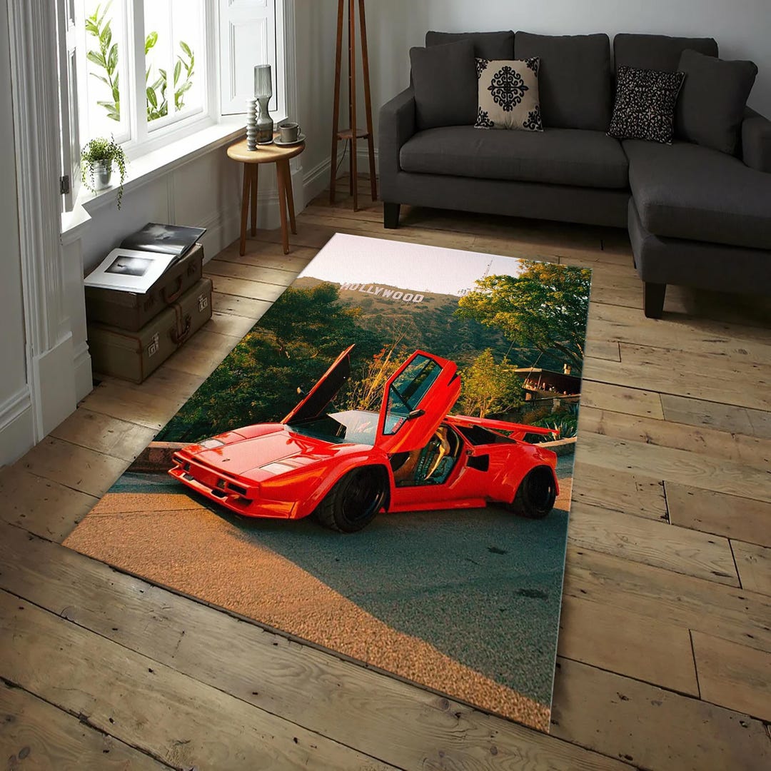 Lamborghini Rug, Luxury Car Rug, Man Cave Rug, Sport Car Rug, Garage ...