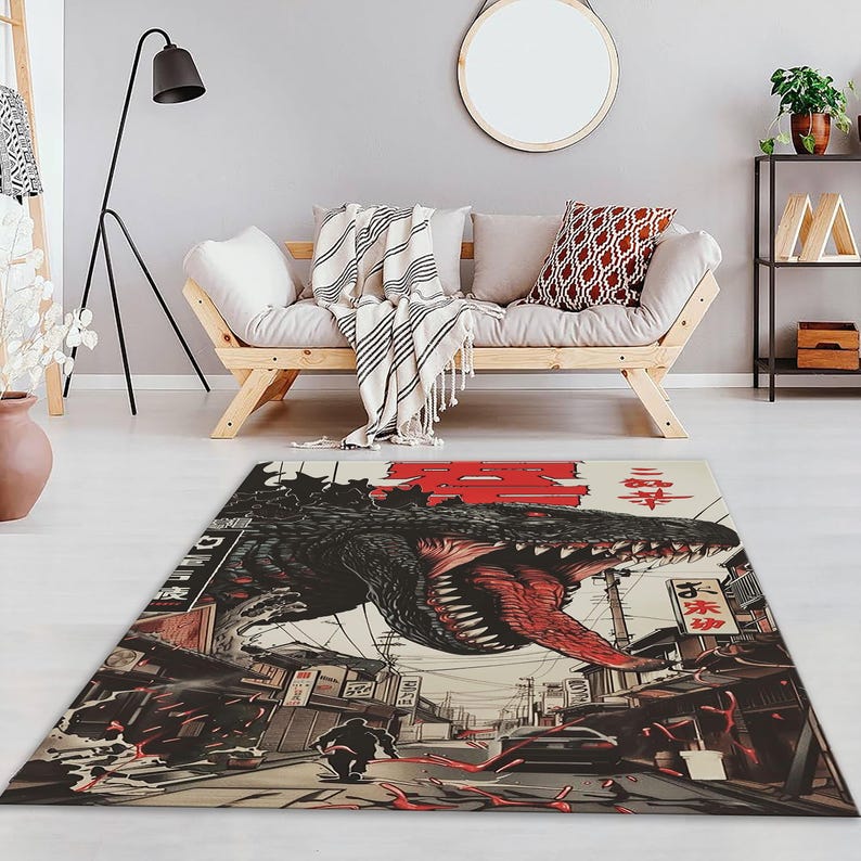 Godzilla Rug – Godzilla Legends Rug, Hokusai Inspired Doormat, Game ...