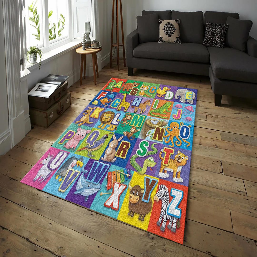 Animal Abc Rug Alphabet Nursery Rug | Learn the Alphabet and Animal Carpet | Animal ...