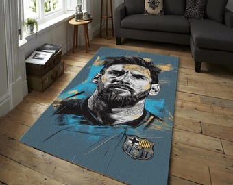 Messi Rug, Messi, Lionel Messi Rug, Football Rug, Barcelona Fan Gift, Teen Room Rug, Game Room Rug, The Goat Rug, Gift For Him, Soccer Rug