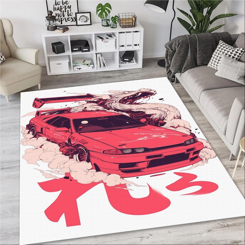Car Rug Men Nissan R34 Rug, Car Print Rug, Gift for Car Lovers, Man Cave, Boys Room ...