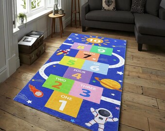 Regenboog hinkelspels kinderkleed - speelkamer leuke leermat - pastel ruimtethema tapijt - hinkelspel kinderkamer - antislip educatief tapijt