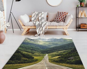 Mountain Landscape Rug, Area Rug, Winter Landscape Rug, Snowy