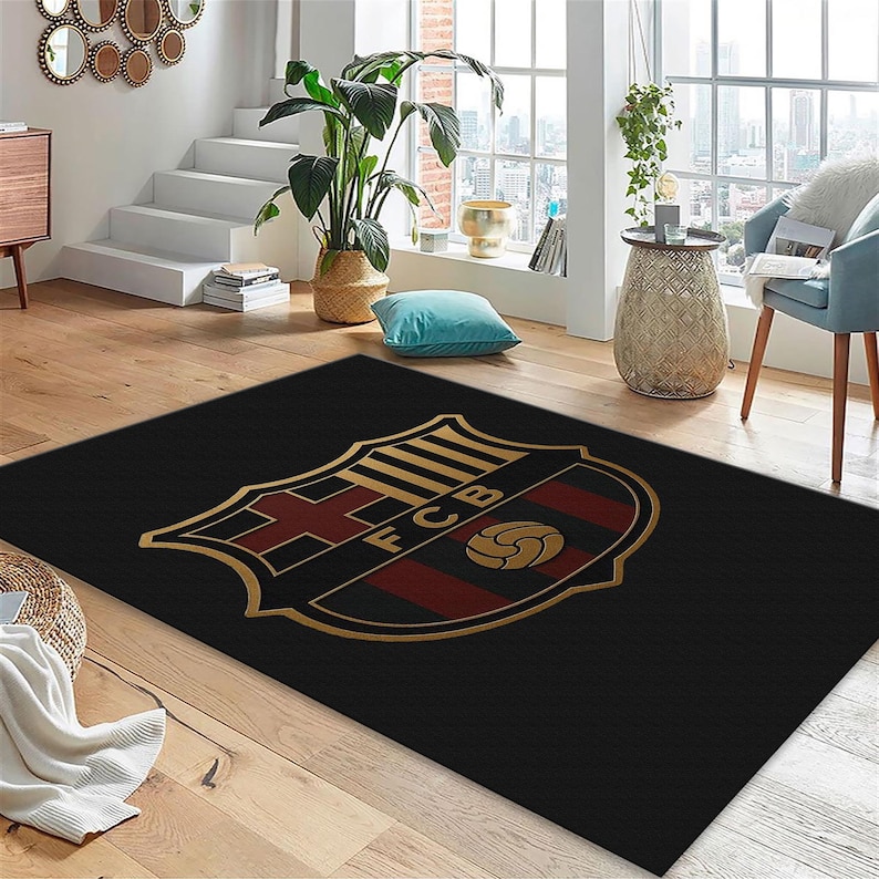 FC Barcelona Rug, Gaming Decor Rug, Area Rug, Boys Room Rug, Football ...