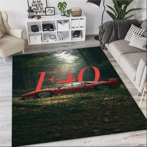Luxury Car Rug, Formula1 Rug, Red Decor Rug, Retro Car Rug, Vintage Ferrari Rug, Sports Car Rug, Ferrari Decor, 3.3x5.9 Rug, Ferrari F40 Rug