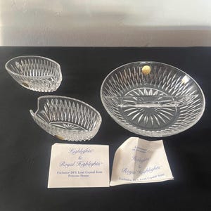 Princess House Lead Crystal Glass Mixed Lot - Divided Dish, Spoon/Fork Holders