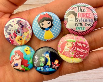 1 Inch Princesses & More Flatback Buttons - 28 Pack Flatback Button Designs for Bows - DIY