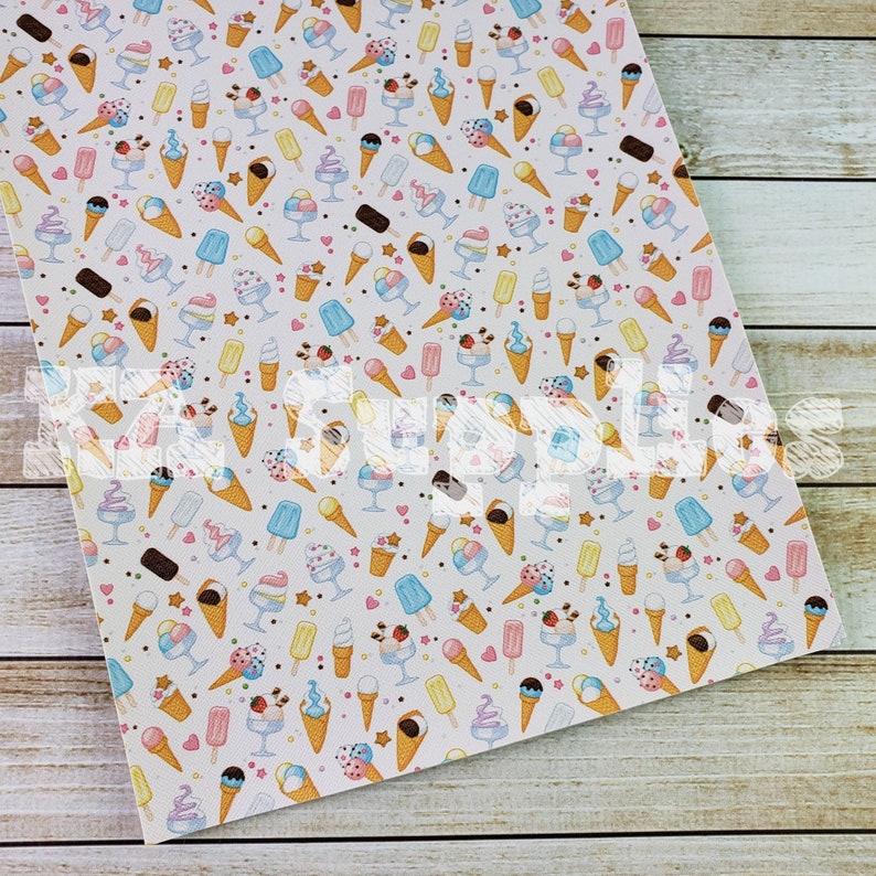 Fabric Sheet Fabric DIY Hair Bows lce Cream Canvas Sheet Ice Cream Fabric Sheets Fabric Sheet Summer Canvas Sheet