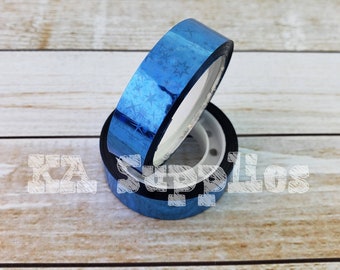 Blue Holographic Star Tape: Decorative Shimmering Silver