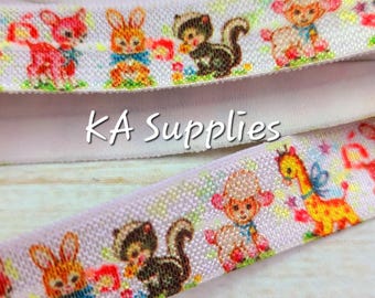 Forest Animals Print Fold Over Elastic - 5/8" FOE - 2 Yards