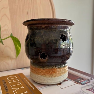 Tea Light Candle Holder, Studio Pottery, Artist Signed, Glazed, 4 7/8&quot; Height x 4&quot; Width