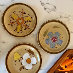 Hearthside Hand-Painted Stoneware Plates, Made In Japan, Set of 6, 7 5/8&quot; Diameter, 3 Different Patterns