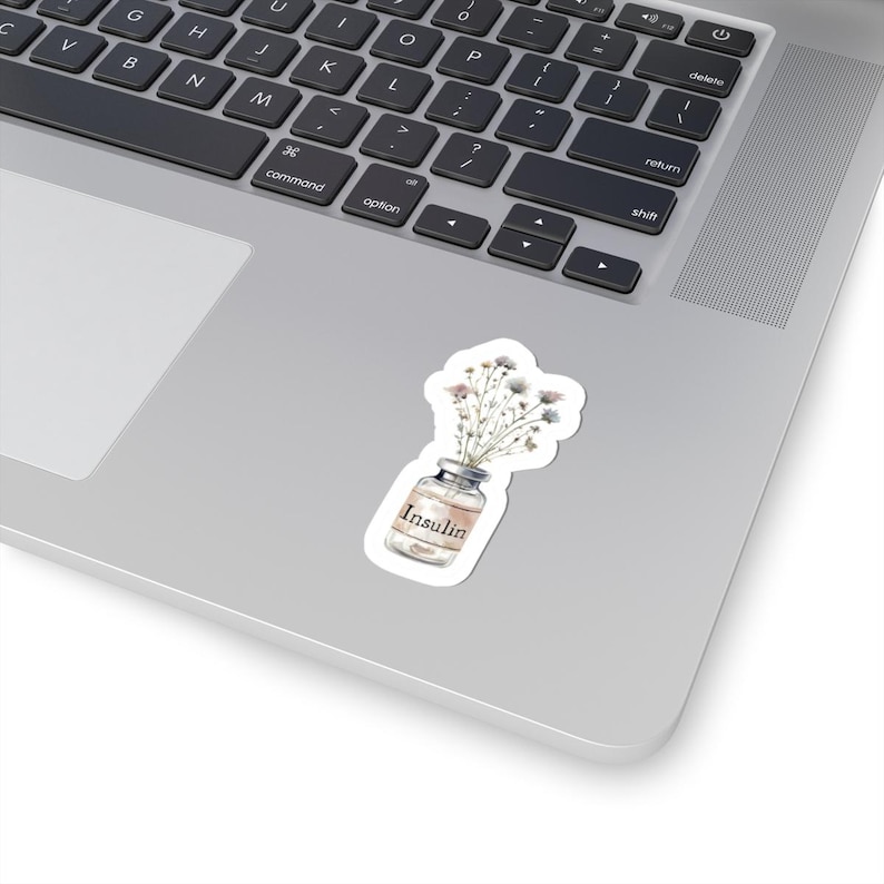 Floral Insulin Vial Sticker, Type One Diabetes, Medical Alert Decal image 2