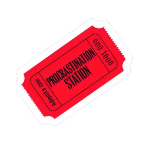Lustig Procrastination Station Kiss-Cut Aufkleber, Ticket für One Admit One Pun Arbeit Schule, Büro Dekor, Laptop Aufkleber, Planer Zubehör