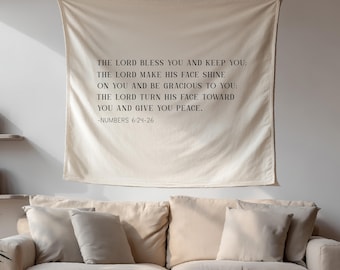 Bible Verse Linen Tapestry, The Lord Bless You Scripture Wall Hanging, Christian Home Decor, Religious Gift, Faith Inspired Art