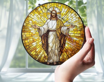 白いローブをまとった天使：ステンドグラス風の窓掛け - Etsy 日本